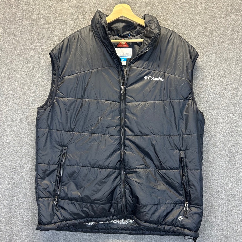 Columbia Omni-Heat Puffer Vest Mens XXL Black Quilted Insulated Full Zip Jacket